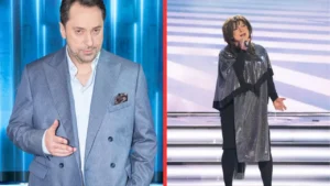 Marcin Miller w charakteryzacji Krystyny Prońko na scenie programu „Twoja Twarz Brzmi Znajomo”